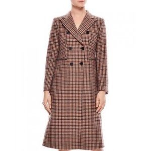 Sandro Paris Women Colere Houndstooth Coat Camel